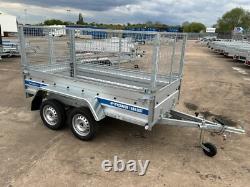 Remorque pour voiture 8,7 pi x 4 pi 750 kg à double essieu, plateau à ridelles grillagées de 800 mm avec rampe arrière rabattable