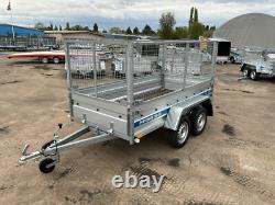 Remorque pour voiture 8,7 pi x 4 pi 750 kg à double essieu, plateau à ridelles grillagées de 800 mm avec rampe arrière rabattable