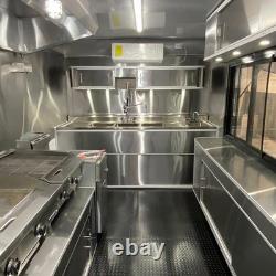 Remorque traiteur à double essieu sur mesure en acier inoxydable, grande trappe de service de cuisine