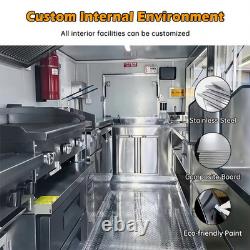 Remorque traiteur noire premium à double essieu, unité mobile de restauration